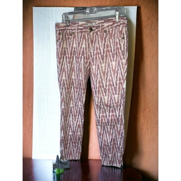 Free People low rise pink Ikat Skinny Cropped Jeans ladies size 29 - Picture 6 of 9